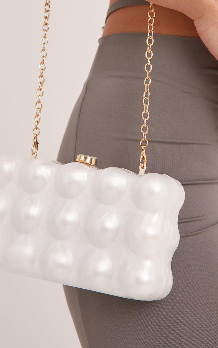 Unique Bubble - textured White Clutch Bag
