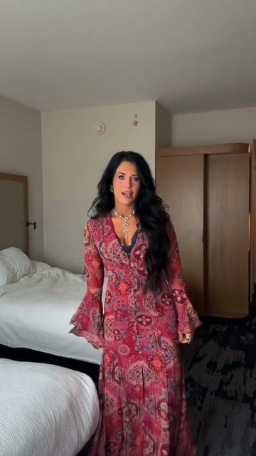 Red Paisley Print Maxi Dress