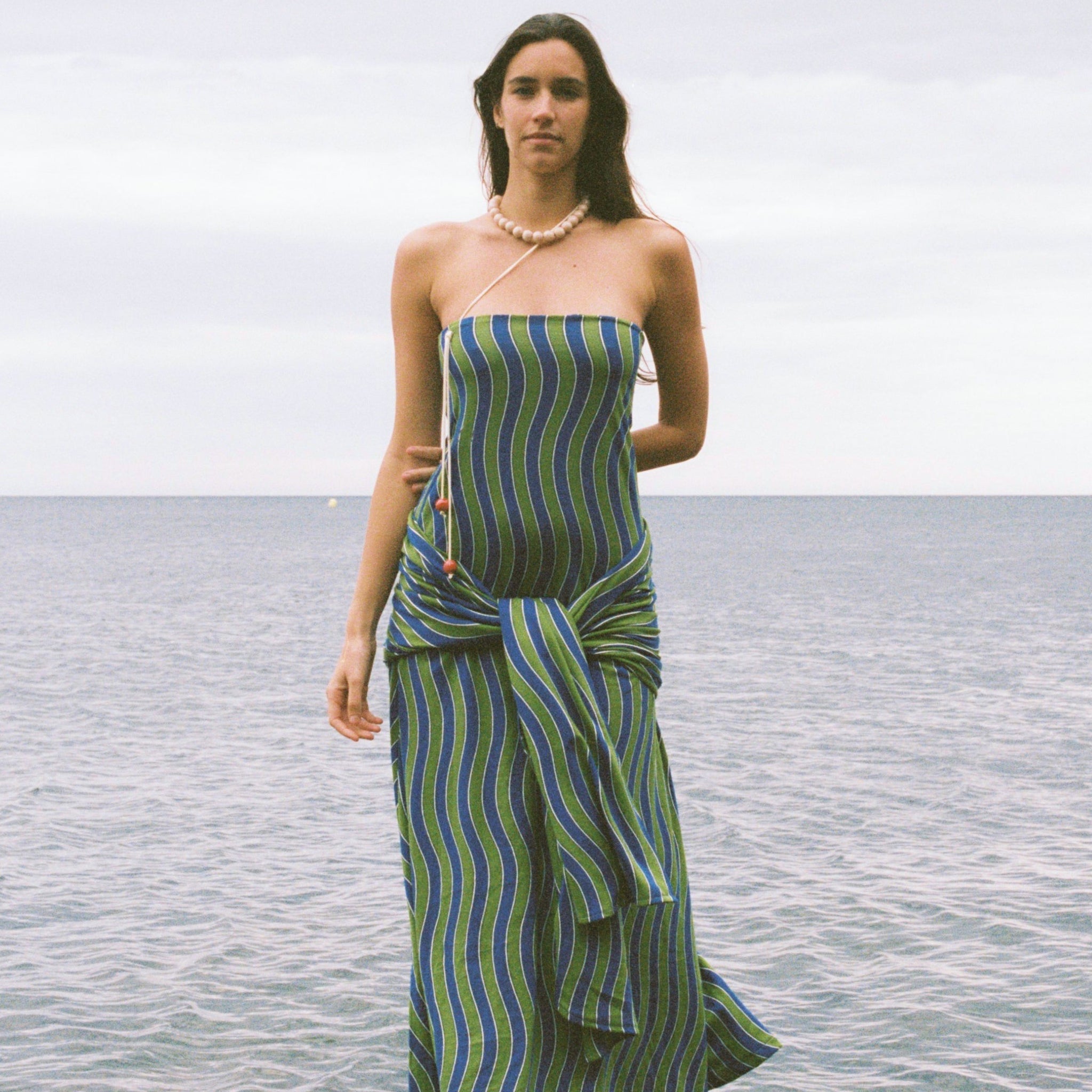 Striped Strapless Maxi Dress