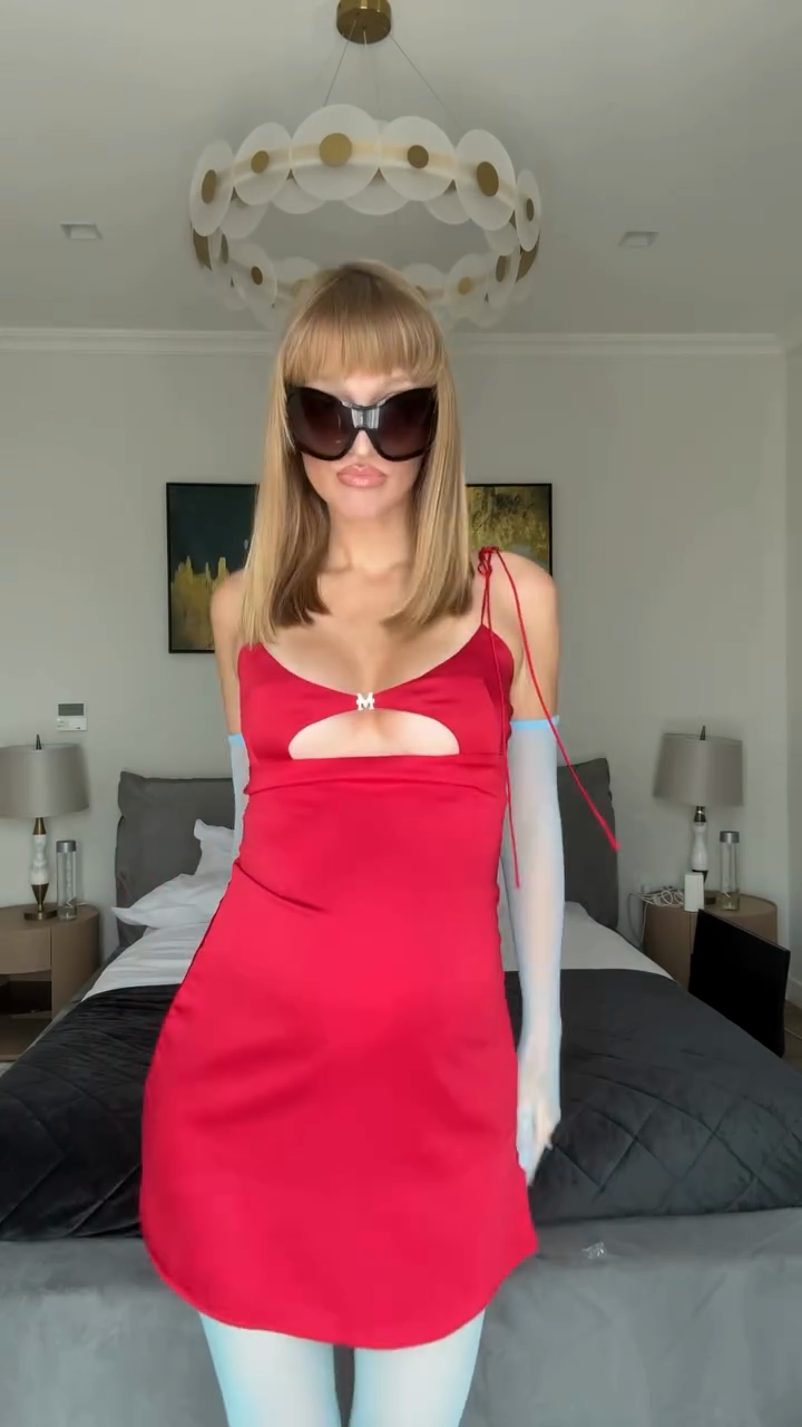 Red Satin Cutout Mini Dress with Spaghetti Straps