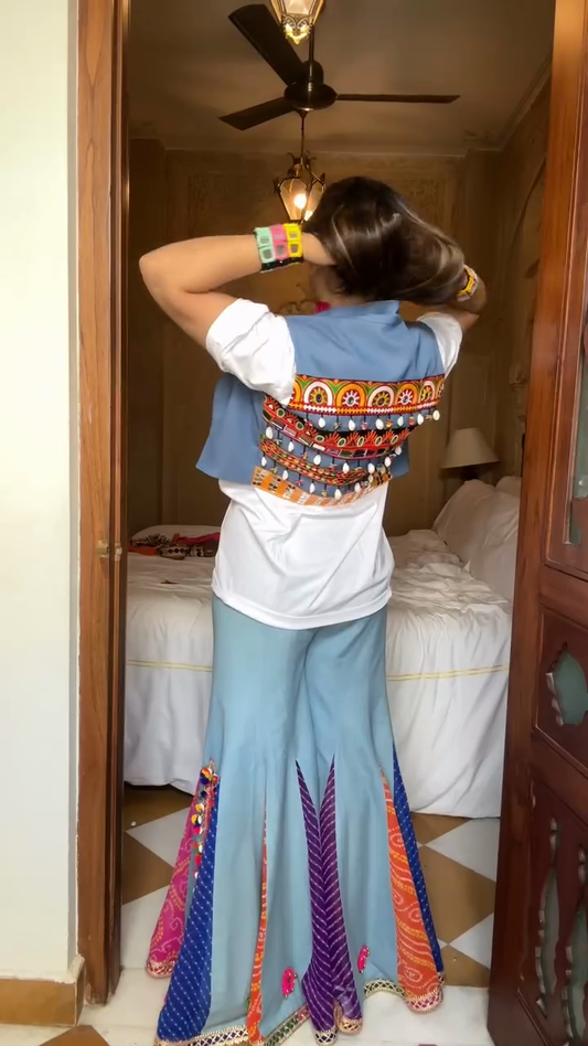 Floral Button Denim Vest