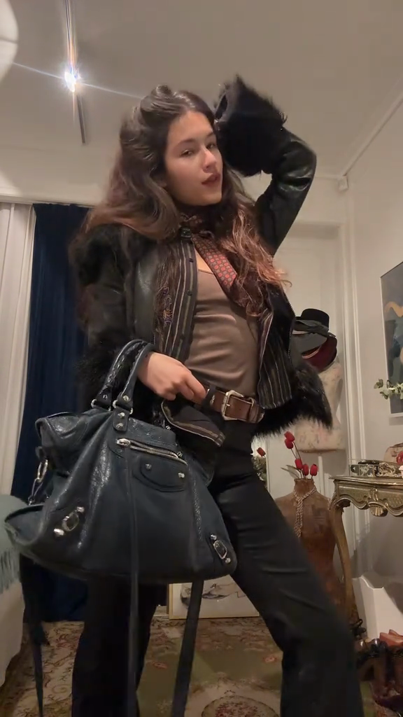 Vintage Faux Fur Trimmed Leather Jacket