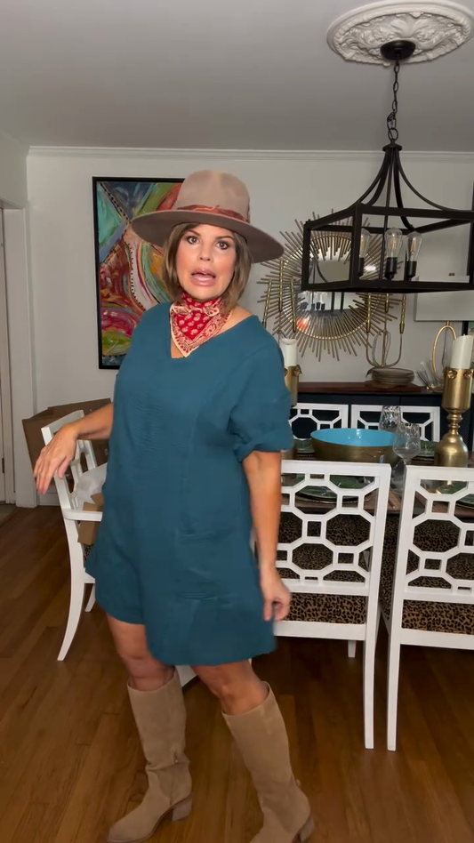 Teal V - Neck Romper