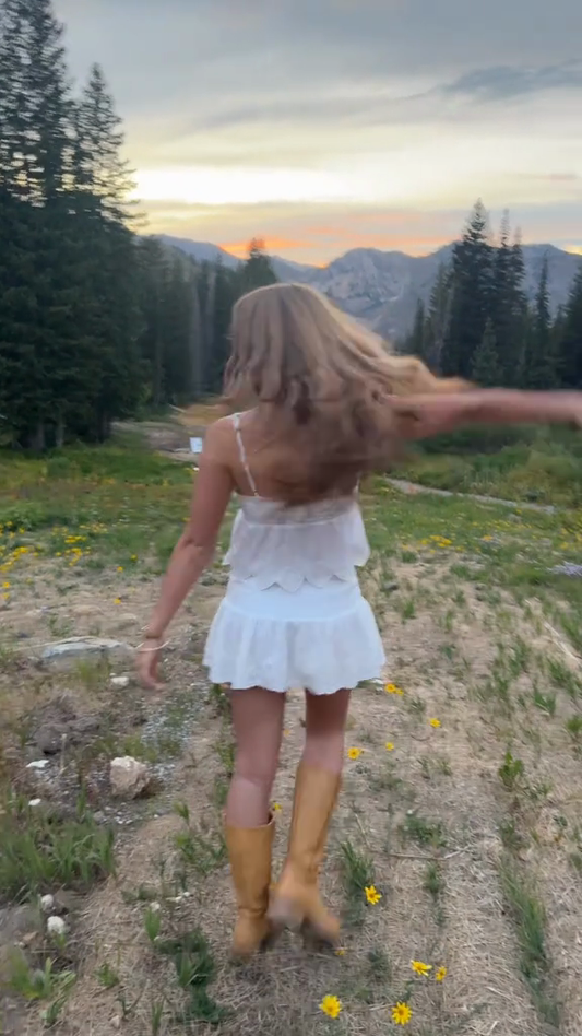 White Lace - Up Cami Mini Dress Set