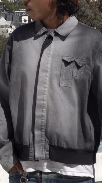 Grey Denim - style Cropped Jacket