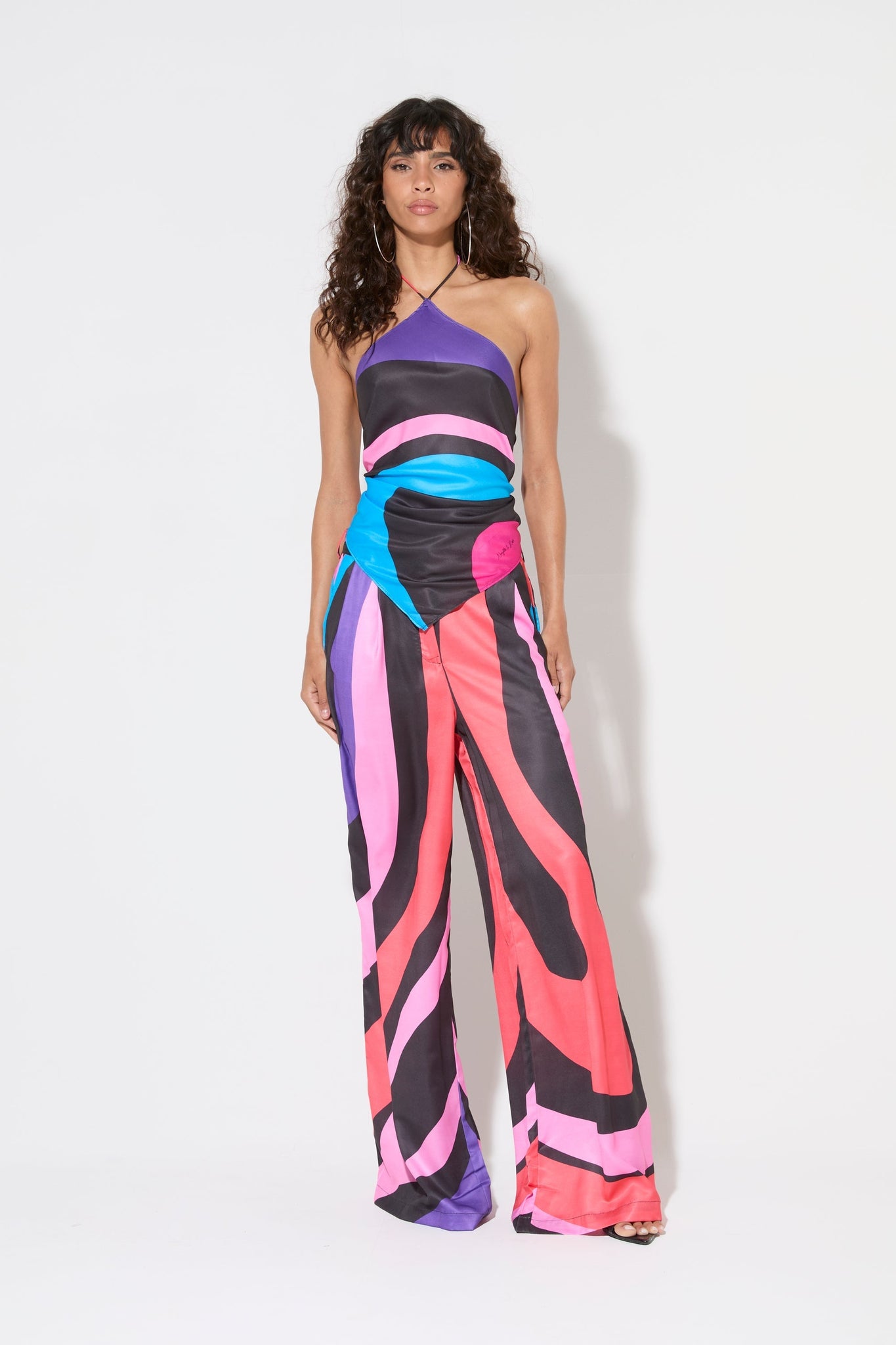 Halter - neck Color - Blocked Jumpsuit