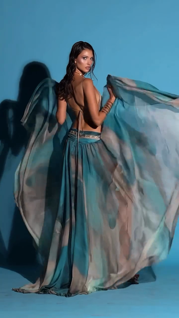 Teal and Grey Ombre Sheer Maxi Dress