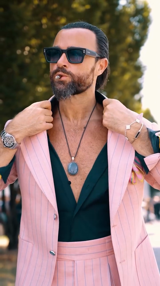 Pink Striped Suit Set