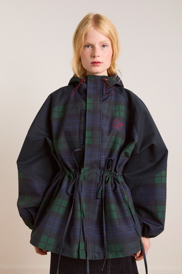 Green and Blue Plaid Hooded Jacket