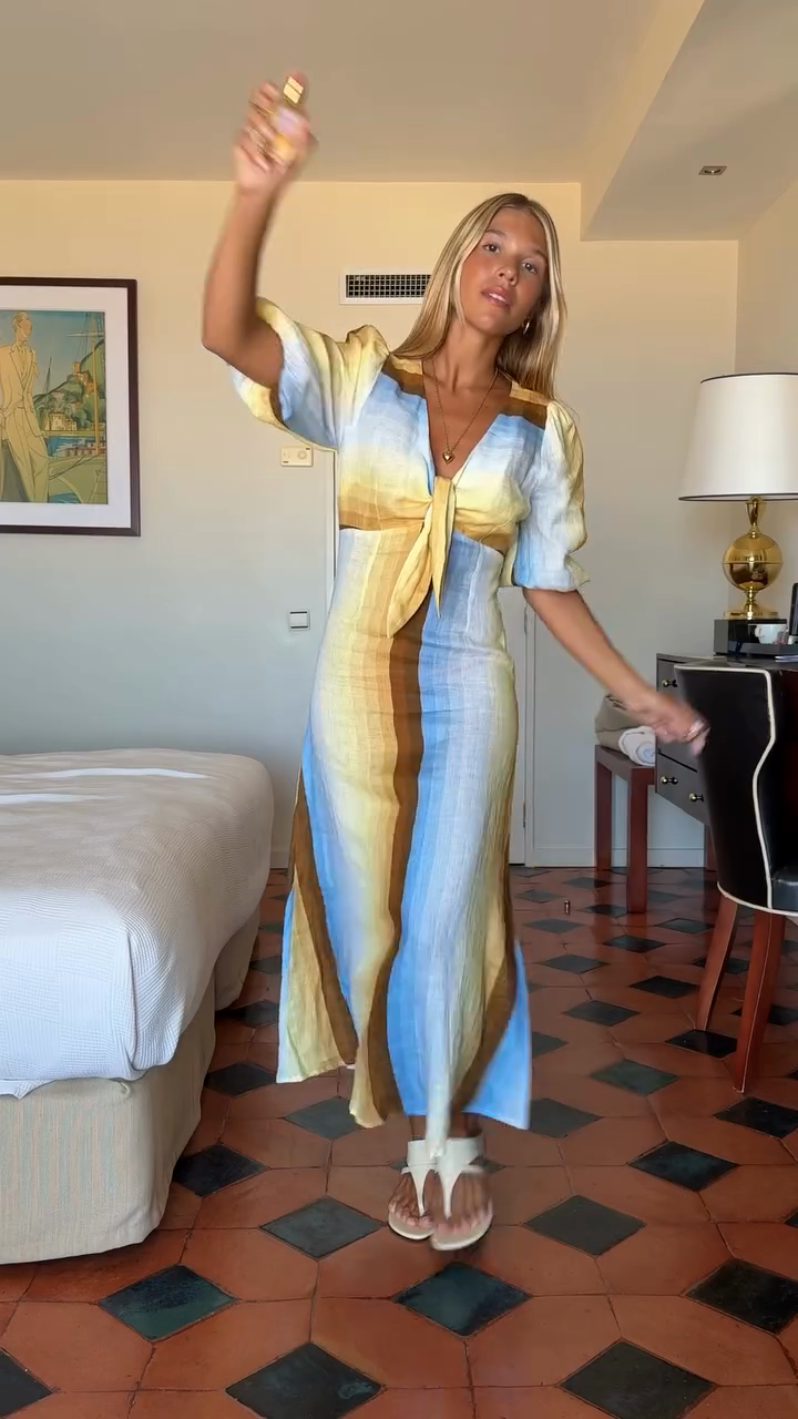 Striped Tie - Front Midi Dress