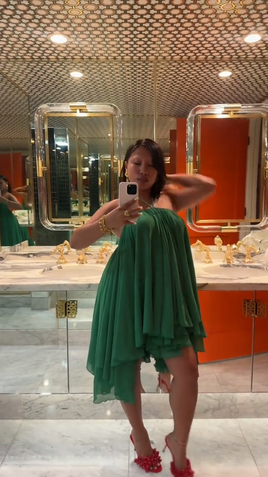 Emerald Green Asymmetric Dress