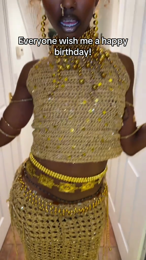 Gold Crochet Two  Piece Set