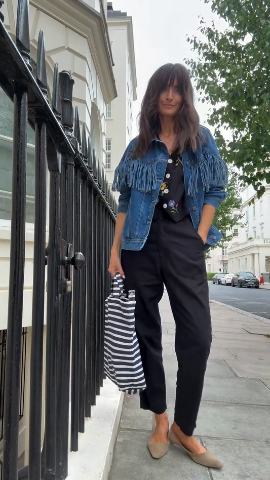 Blue Fringe - detailed Denim Jacket