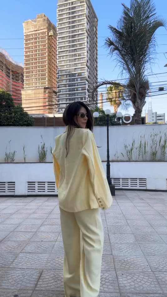 Pastel Yellow Tailored Suit Set