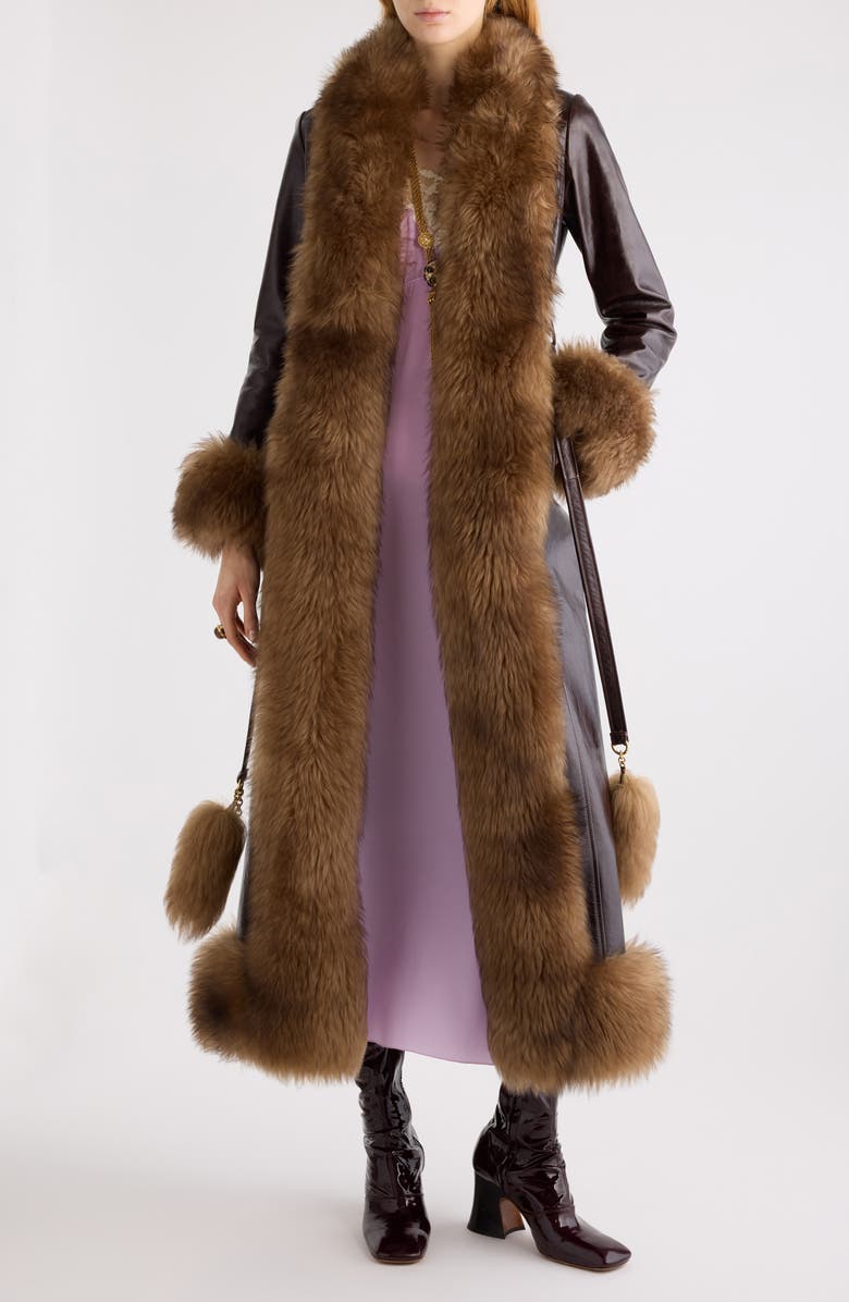 Brown Fur - Trimmed Leather Coat