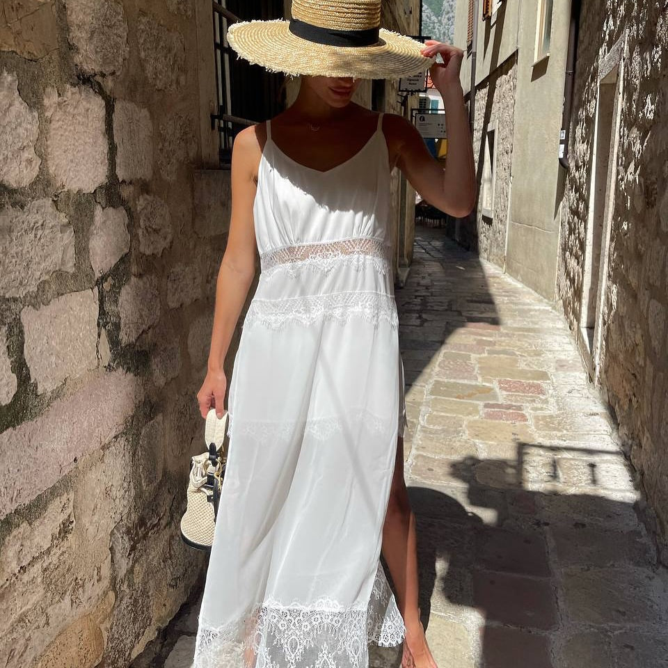 Lace - Trimmed Maxi Slip Dress