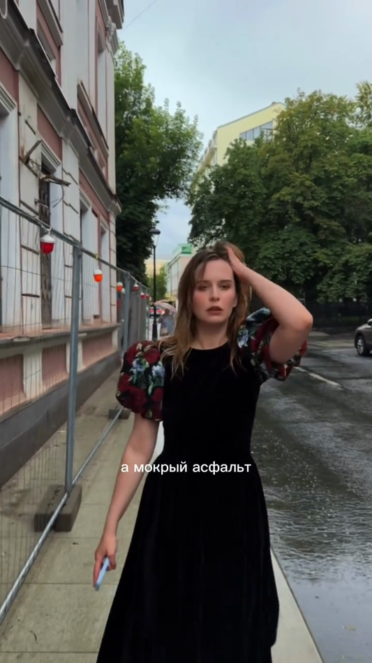 Black Velvet Floral Puff Sleeve Dress