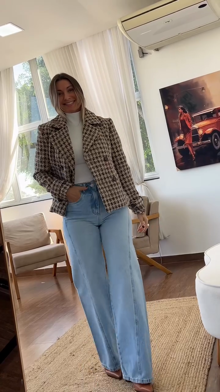 Houndstooth Pattern Blazer