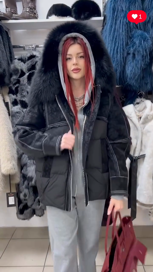 Puffer Jacket with Fur - Lined Hood