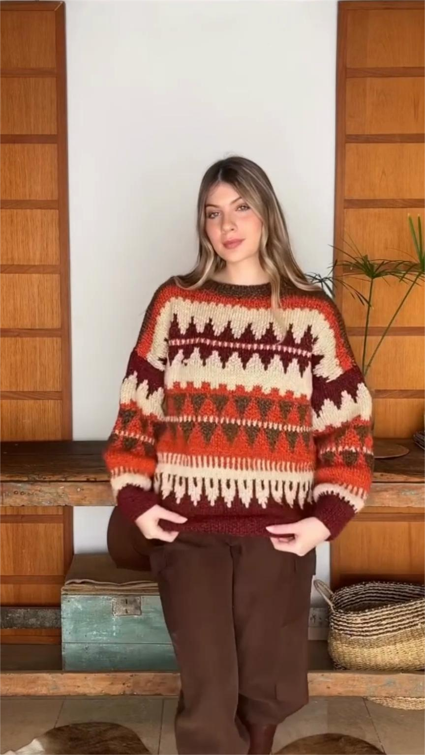Autumn - Hued Fair Isle Pattern Sweater