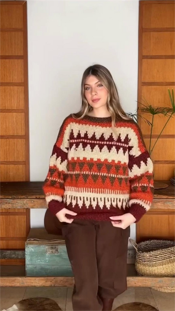 Autumn - Hued Fair Isle Pattern Sweater