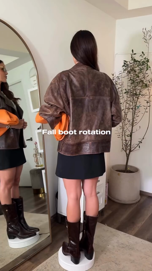 Brown Oversized Leather Jacket