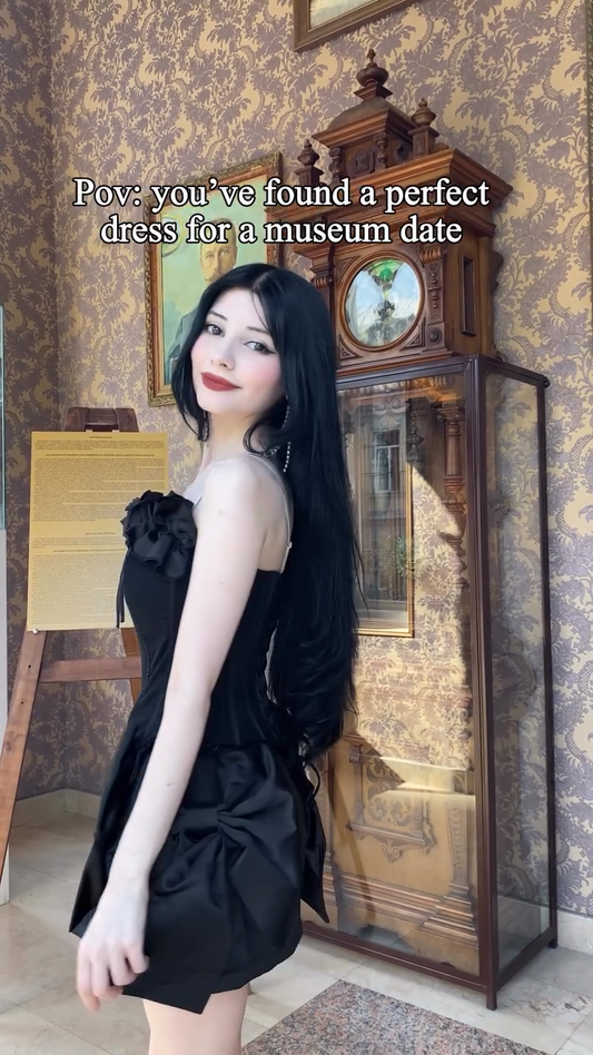 Black Corset - Style Dress with Bow Details