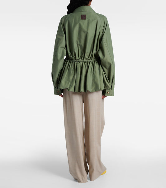 Green Peplum Jacket with Contrast Panel