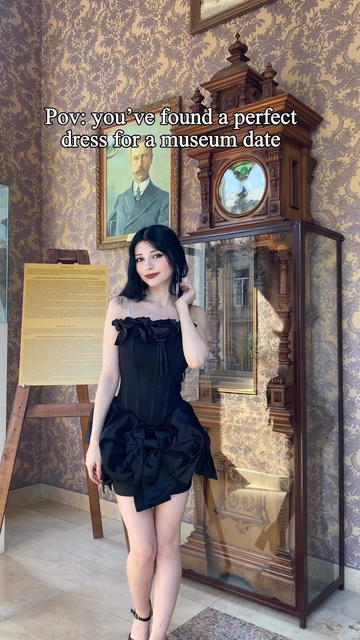 Black Corset - Style Dress with Bow Details