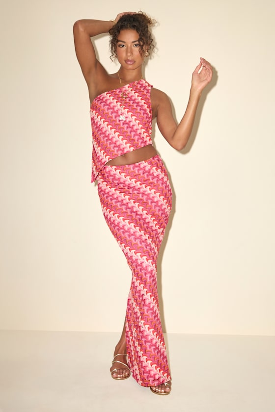 Geometric Crochet Crop Top And Maxi Skirt Set