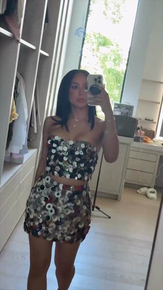 Button - Embellished Strapless Two - Piece Set