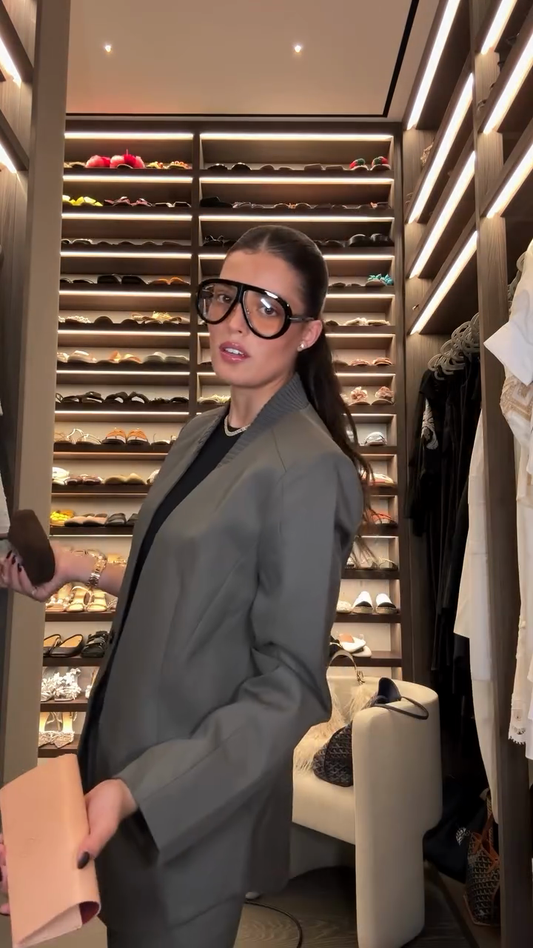 Grey Blazer and Mini Skirt Suit Set