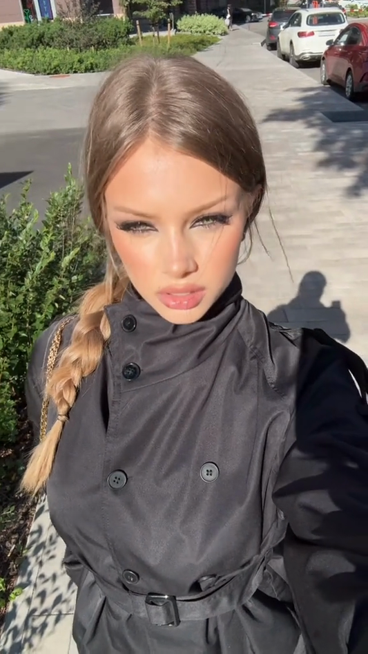 Black Double - Breasted Trench Coat