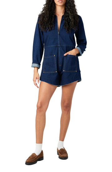 Denim Long - Sleeve Romper