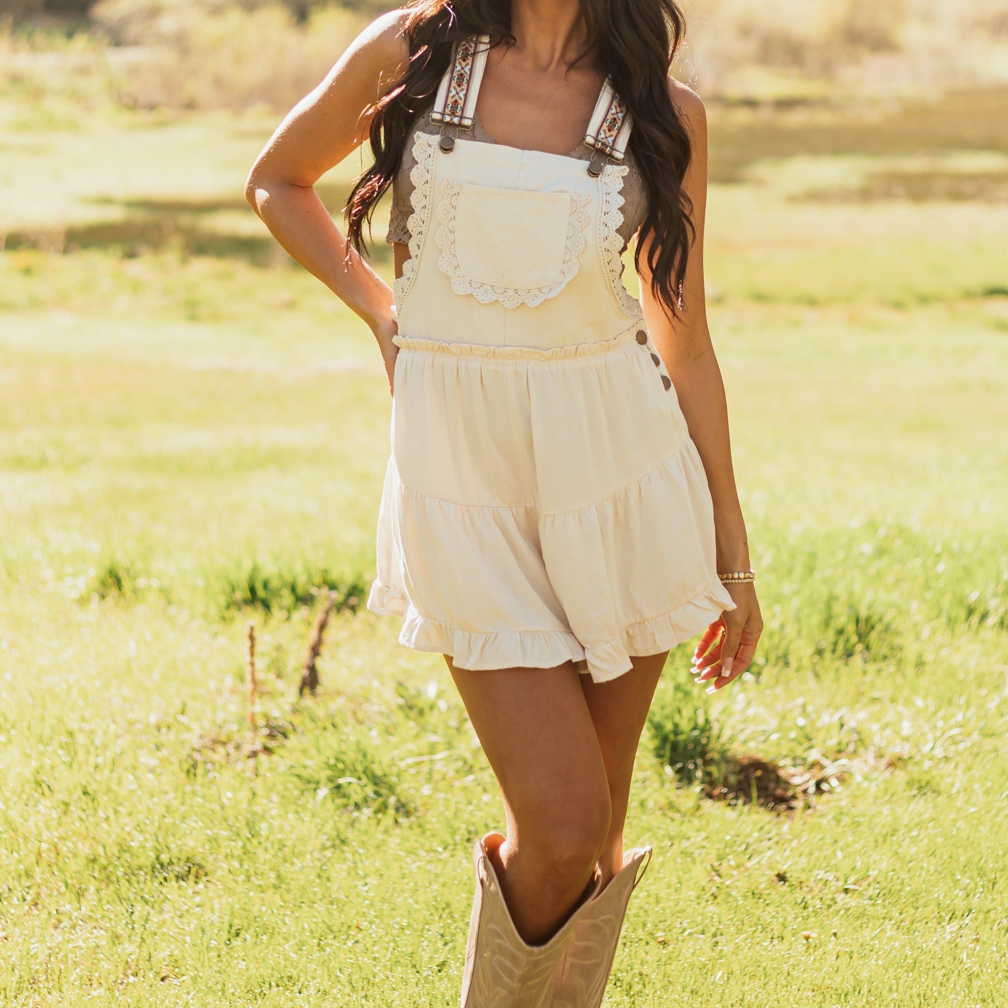 Crochet - Trimmed Overall Romper