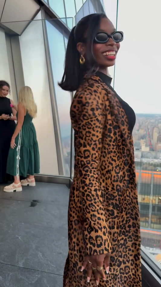 leopard print long coat