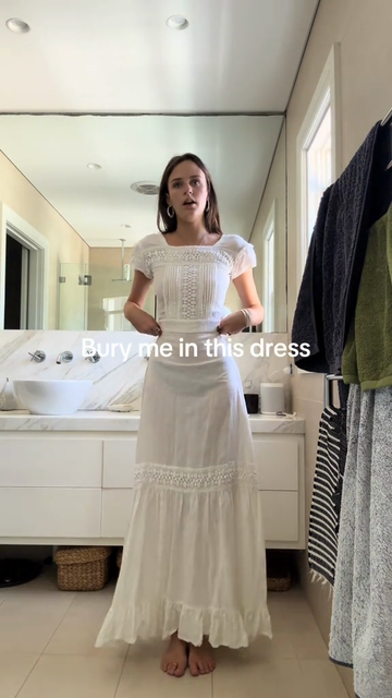 White Crochet - Trimmed Maxi Dress