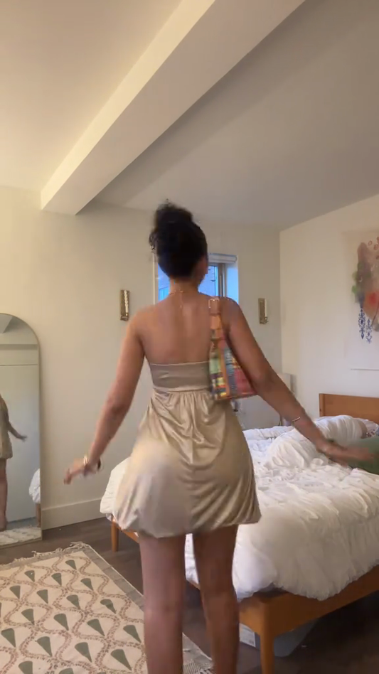 Beige Strapless Mini Dress