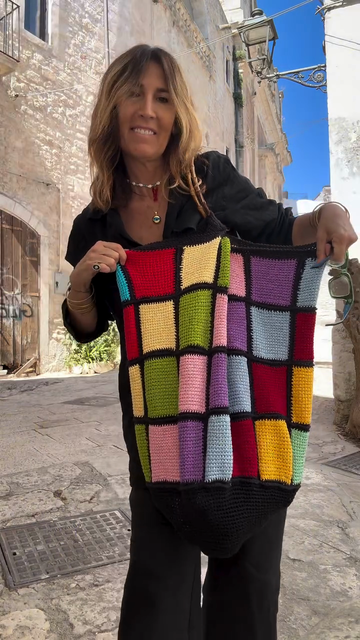 Multicolored Crochet Patchwork Tote Bag