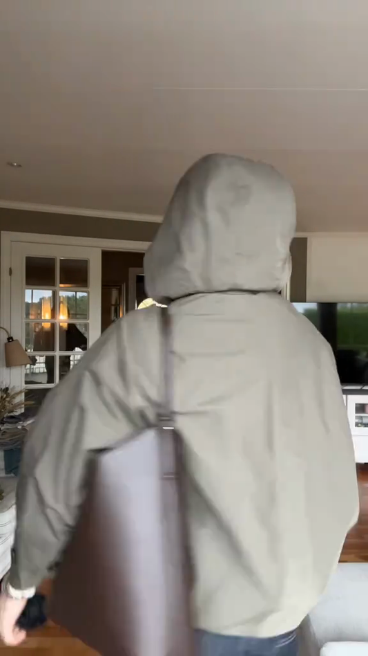 Olive Green Hooded Cropped Trench Coat