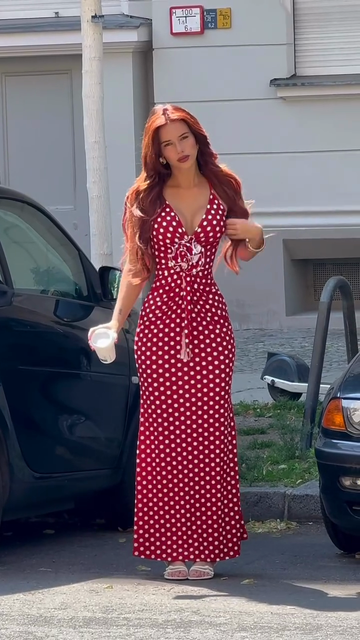 Red Polka Dot Maxi Dress.