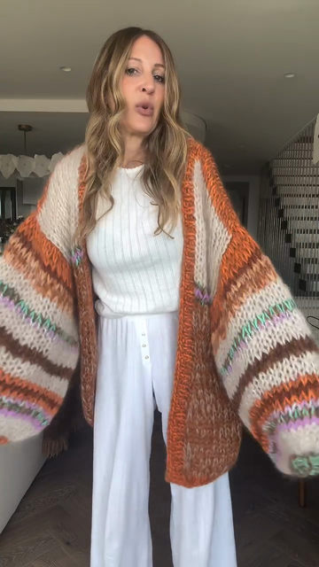 Color - blocked Oversized Knit Cardigan