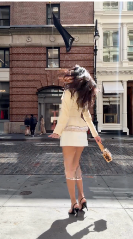 Beige Double - Breasted Peplum Blazer