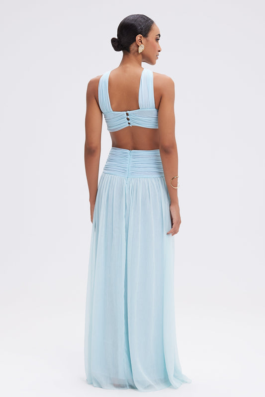 Light Blue Cut - Out Maxi Dress
