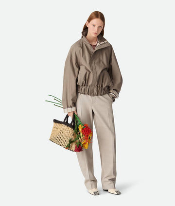 Olive Green Check Cuff Cropped Bomber Jacket