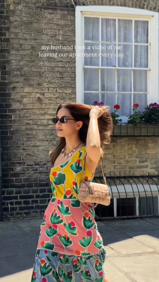 Color - blocked Floral Maxi Dress