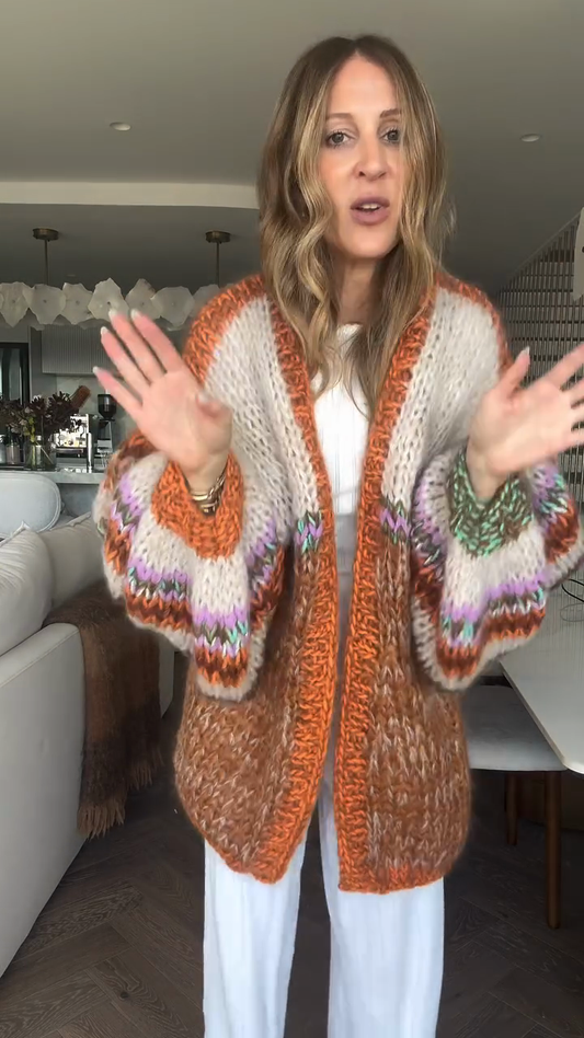 Color - blocked Oversized Knit Cardigan