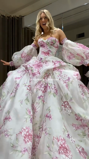 Off - the - Shoulder Floral Ball Gown