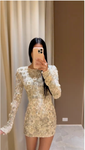 Gold Sequin Mini Dress