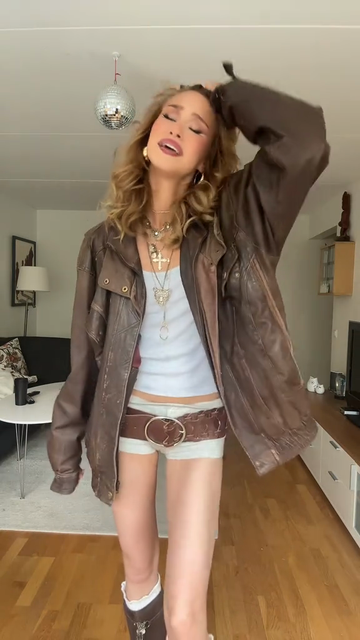 Brown Distressed Leather Jacket